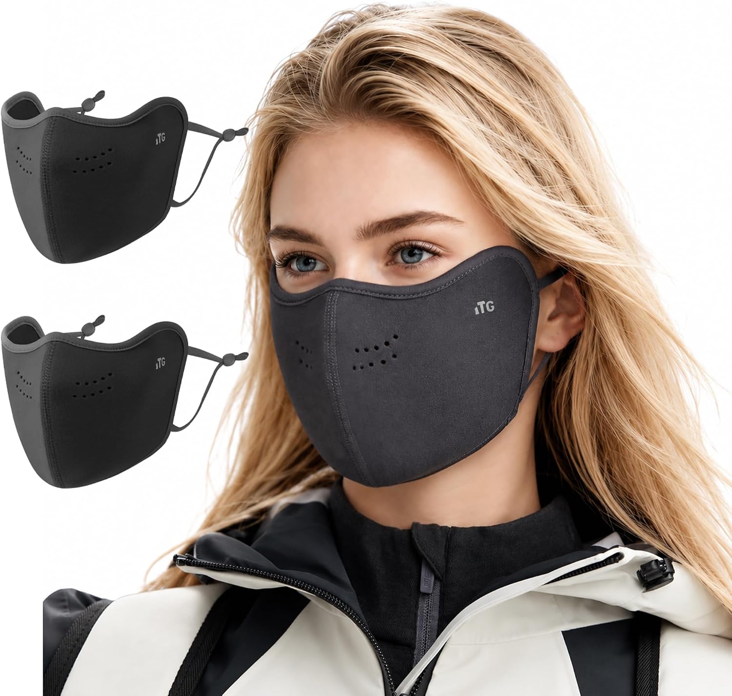 2Pcs Winter Face Mask for Men Women, Soft Lined Breathable Warm Ski Mask