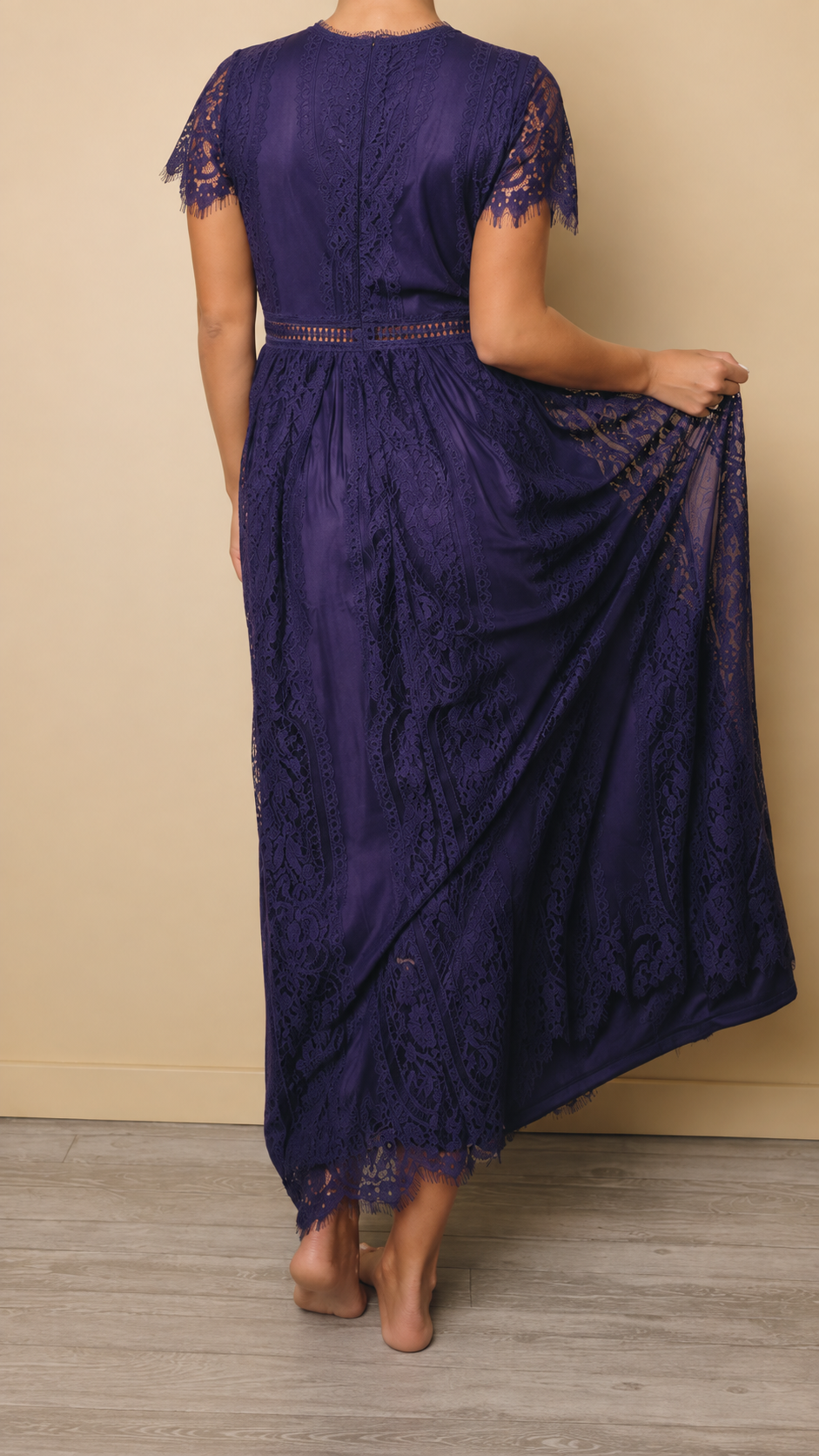 Flutter Sleeve V-Neck Maxi Dress