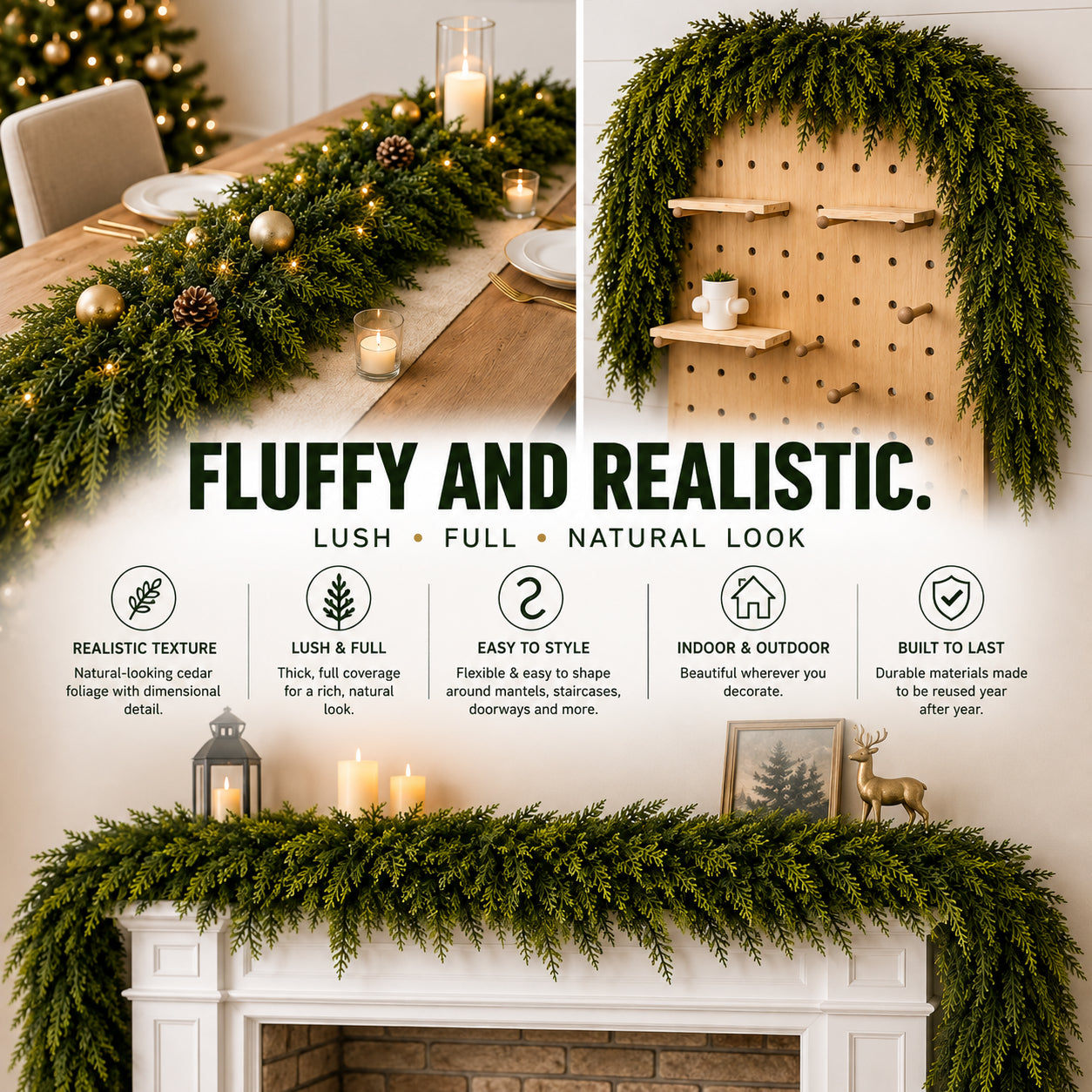 💥 Pre-lit Christmas Cedar Garland