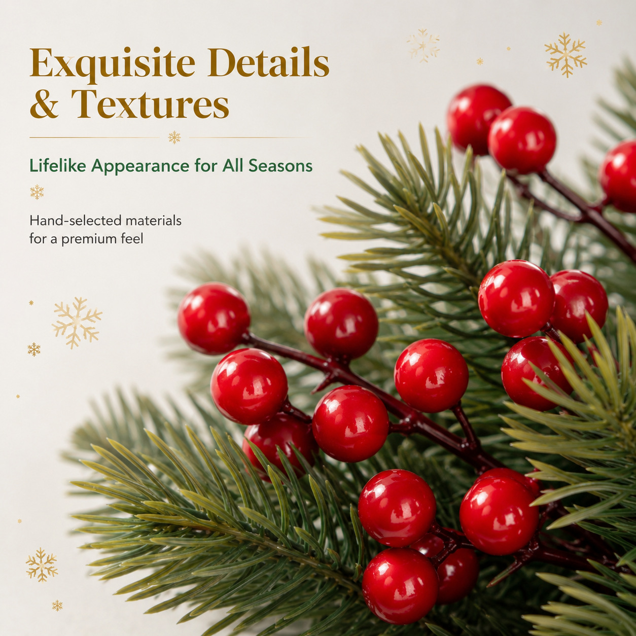 🎄Christmas Red Berry & Evergreen Picks – Add a Warm Holiday Glow ✨