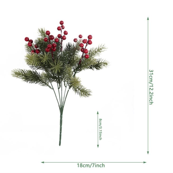 🎄Christmas Red Berry & Evergreen Picks – Add a Warm Holiday Glow ✨