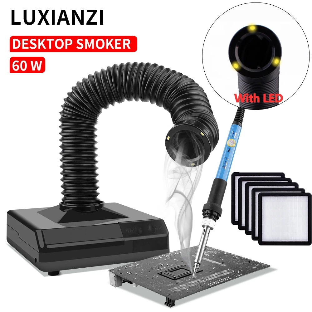 60W Dental Lab Vacuum Cleaner Dust Collector Extractor Aspirator Retractable LED Suction Machine for Table Polishing Equipment