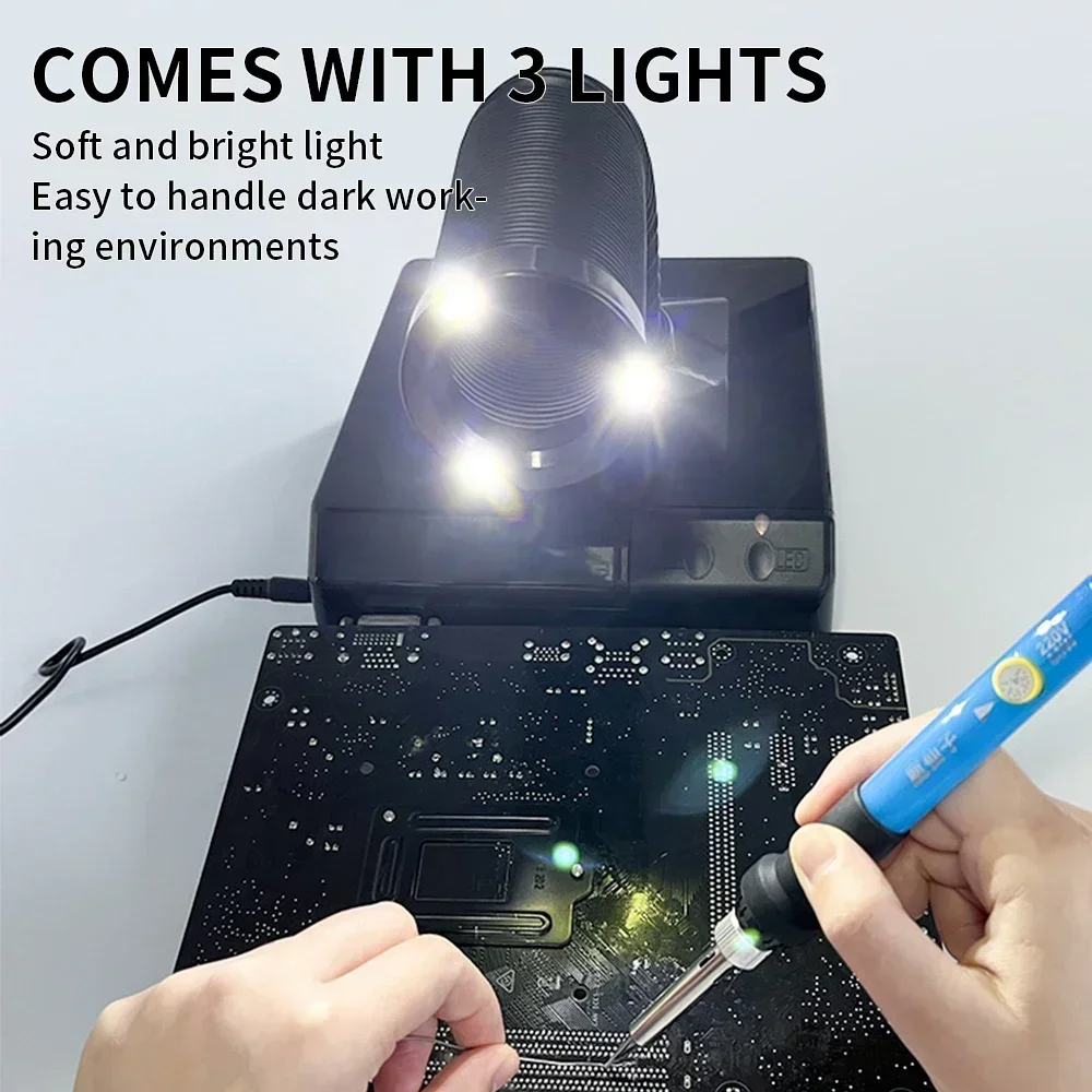 60W Dental Lab Vacuum Cleaner Dust Collector Extractor Aspirator Retractable LED Suction Machine for Table Polishing Equipment