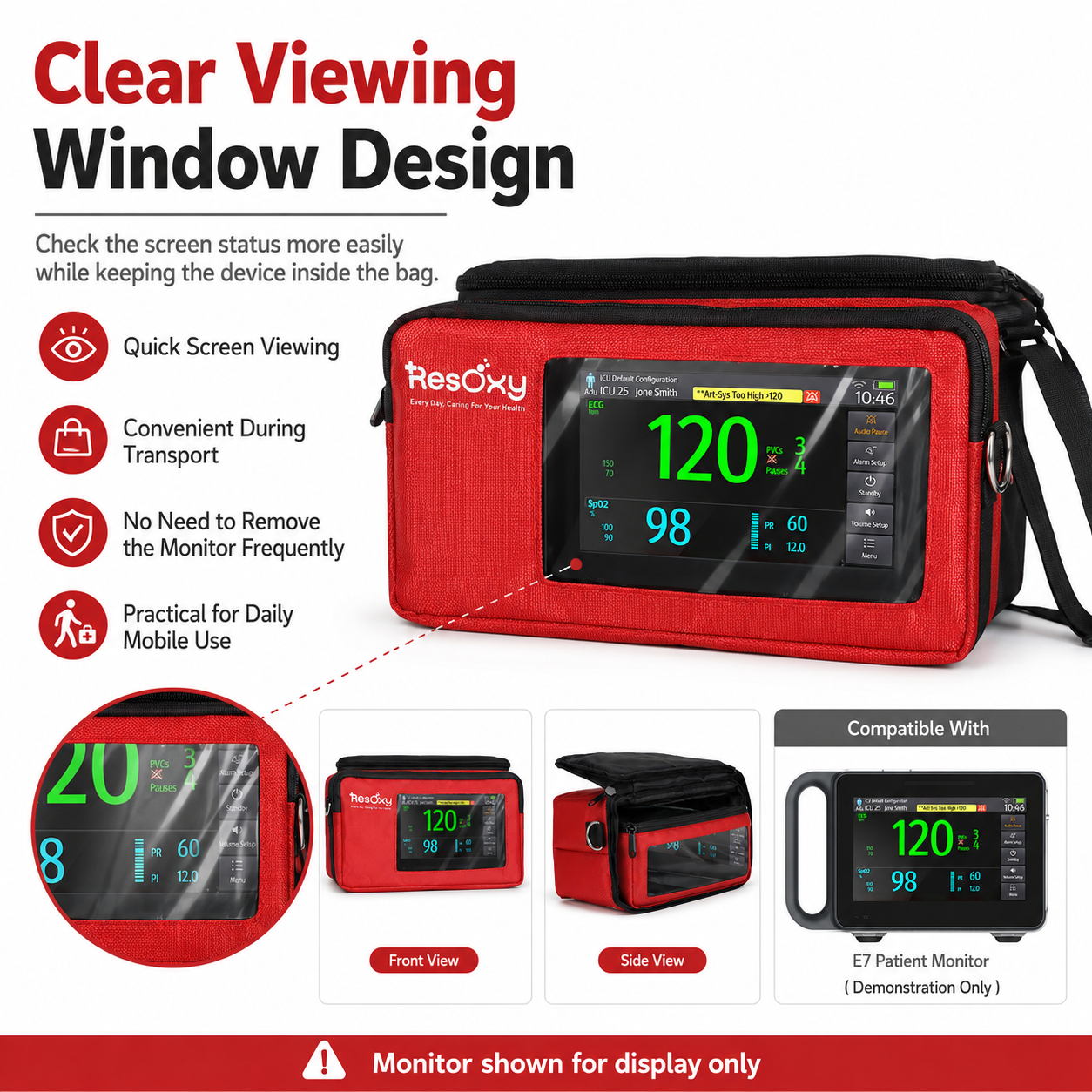 Resoxy Vital Signs Monitor E7 Bag,Easy To Carry