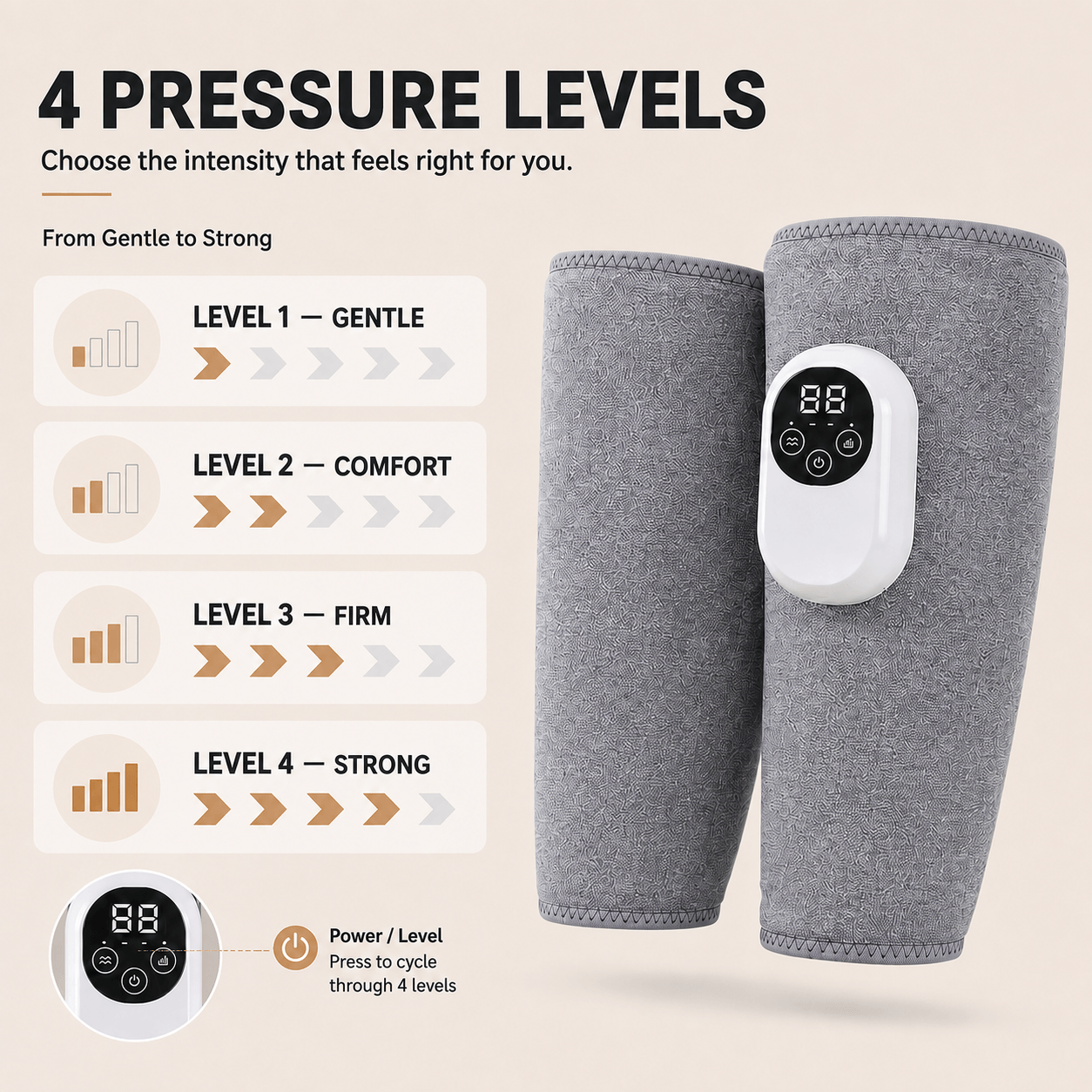 Multi-Speed Temperature-Controlled Calf Massager Leg Muscle Massager, Rechargeable Heat Therapy, Air Pressure Foot Massager