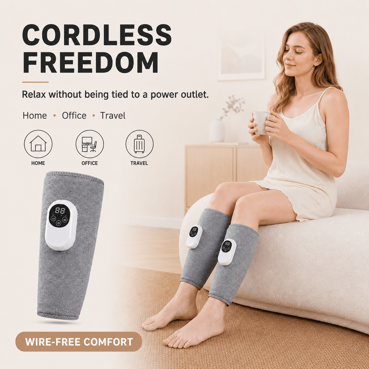 Multi-Speed Temperature-Controlled Calf Massager Leg Muscle Massager, Rechargeable Heat Therapy, Air Pressure Foot Massager