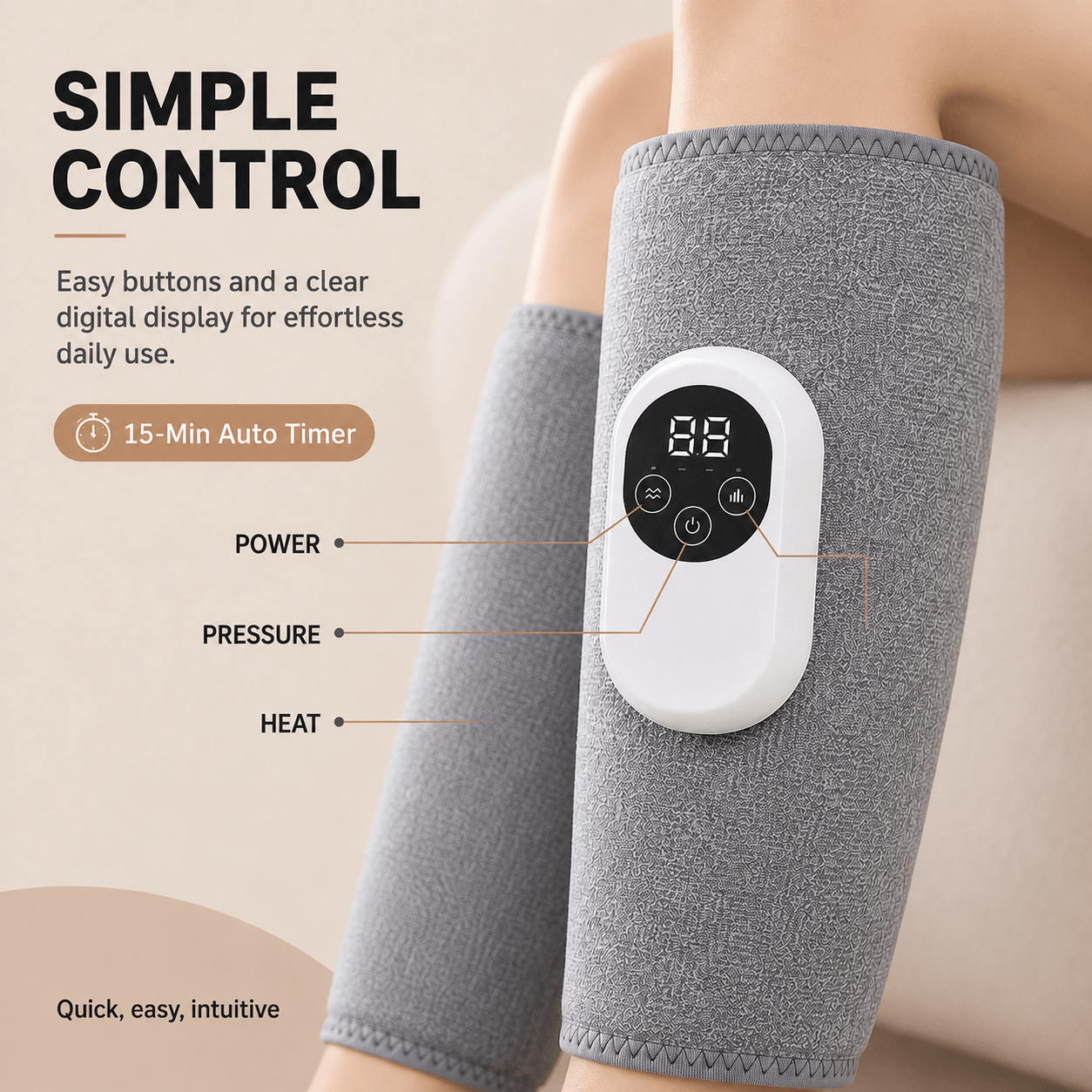 Multi-Speed Temperature-Controlled Calf Massager Leg Muscle Massager, Rechargeable Heat Therapy, Air Pressure Foot Massager
