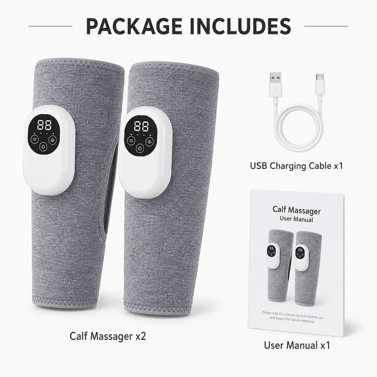 Multi-Speed Temperature-Controlled Calf Massager Leg Muscle Massager, Rechargeable Heat Therapy, Air Pressure Foot Massager