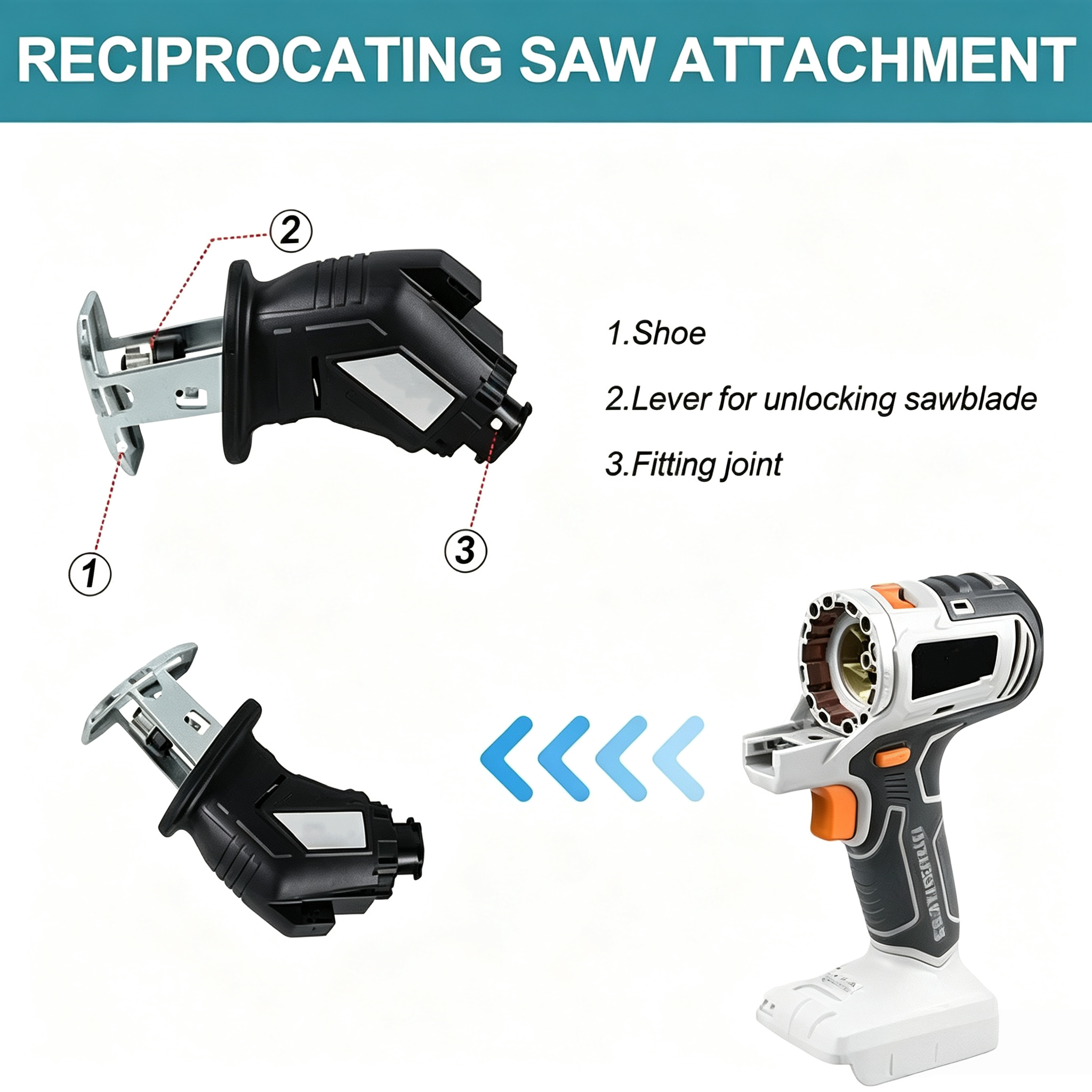 🛠Factory Outsale✨10 in 1 20V Cordless Multifunctional Power Tool Kit with Impact drill Reciprocating saw Jig saw Oscillating tool Chainsaw Screwdriver Attachment
