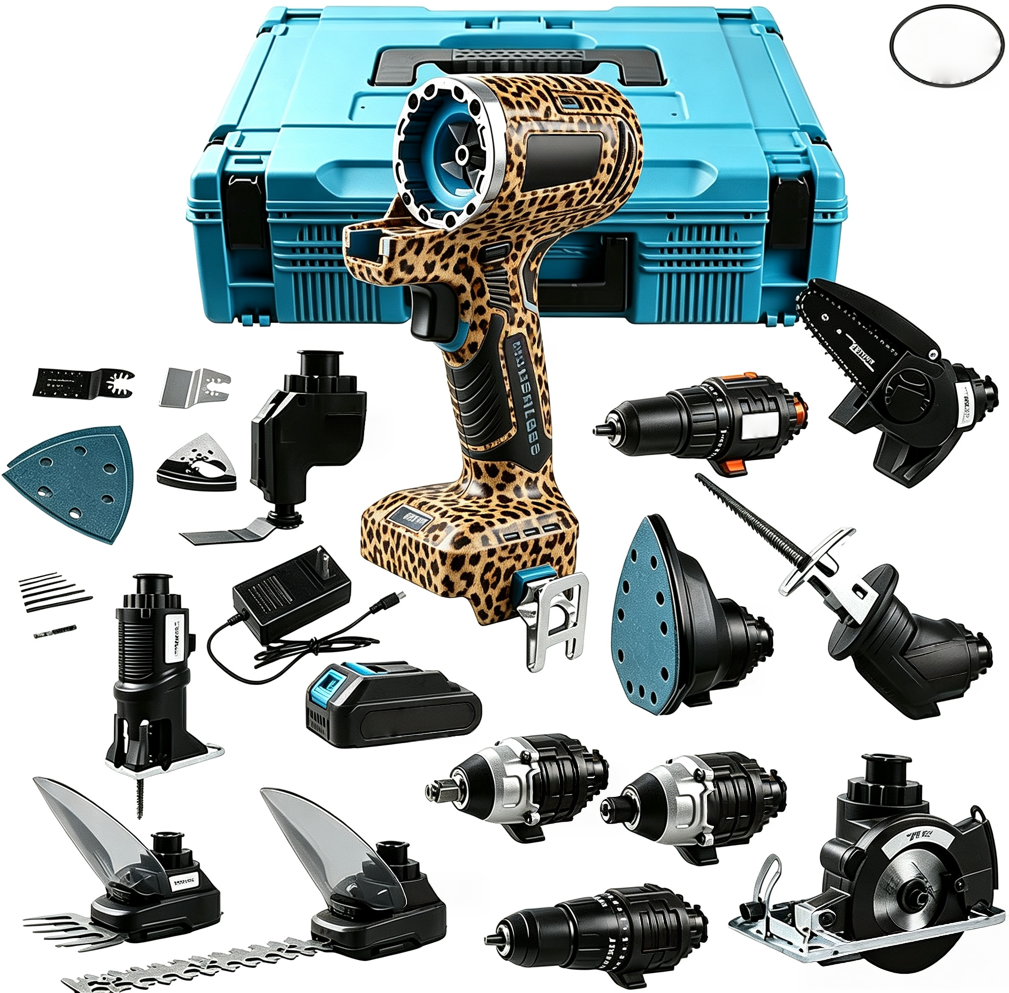🛠Factory Outsale✨10 in 1 20V Cordless Multifunctional Power Tool Kit with Impact drill Reciprocating saw Jig saw Oscillating tool Chainsaw Screwdriver Attachment