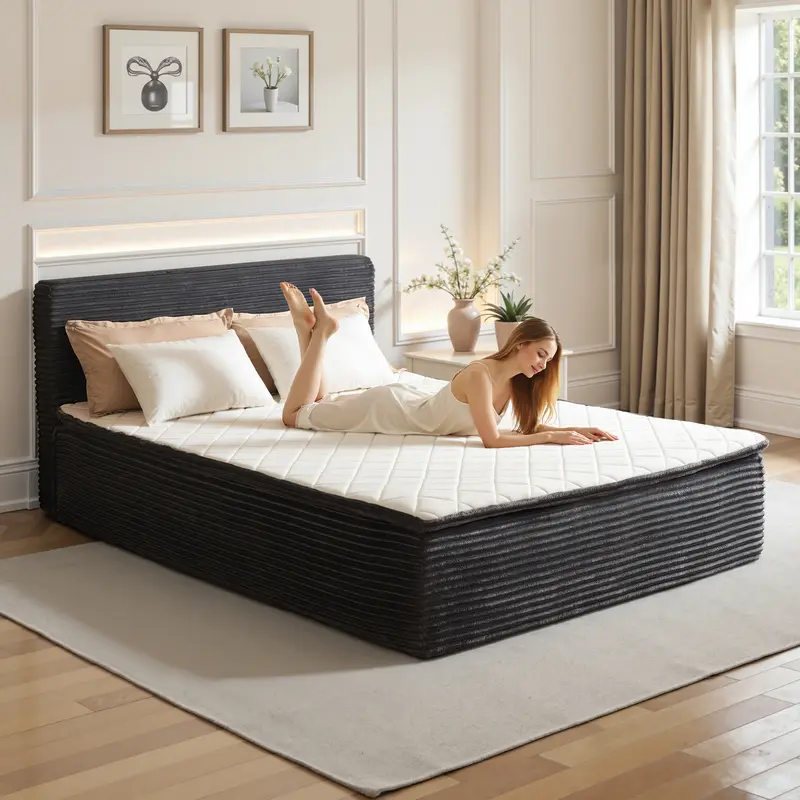 Ovios Queen Memory Foam Mattress with Headboard