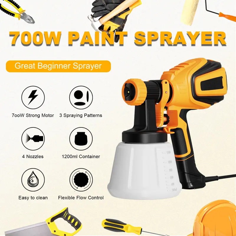 Paint Sprayer, 700W  Paint Sprayer with Cleaning & Blowing Joints