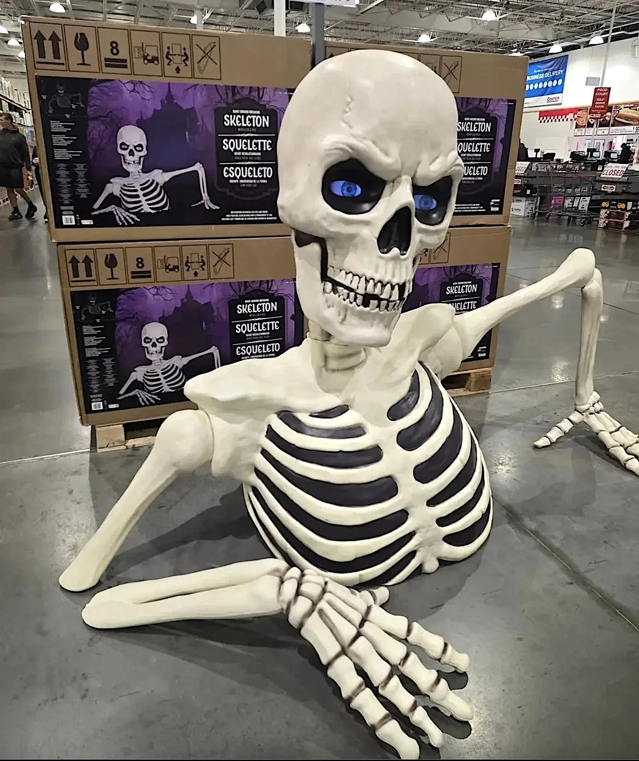 💥 Factory clearance sale🔥 Giant Ground Breaking Skeleton with LCD Eyes and Sound Halloween Decor Prop