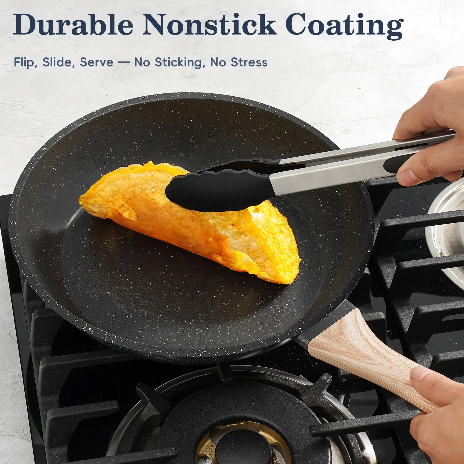  12pcs Nonstick Cookware Set - Granite Induction Kitchenware
