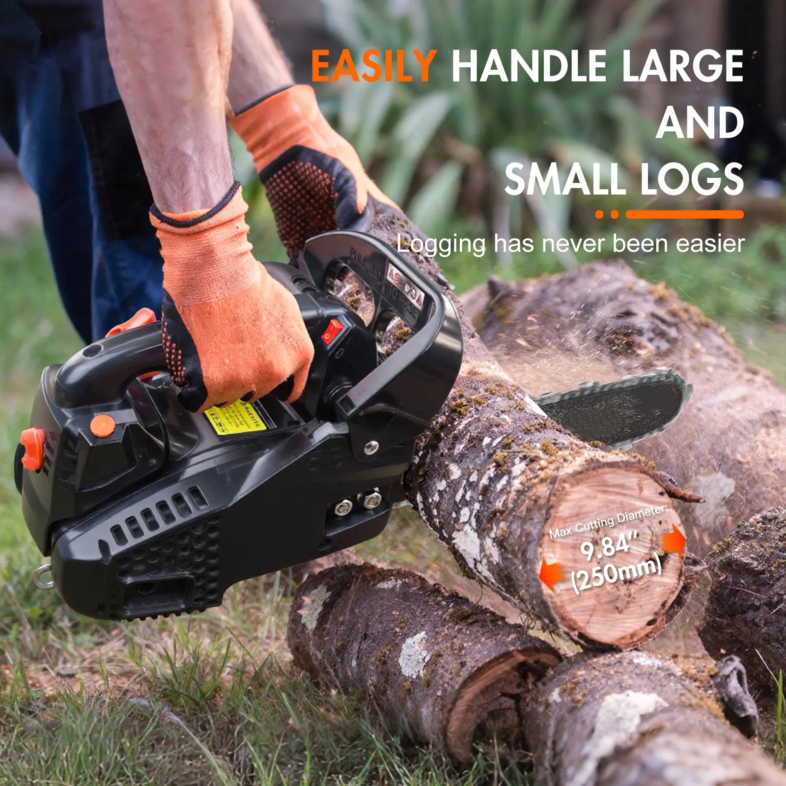 25.4cc 12'' Gas Chainsaw for Easy Tree Cutting