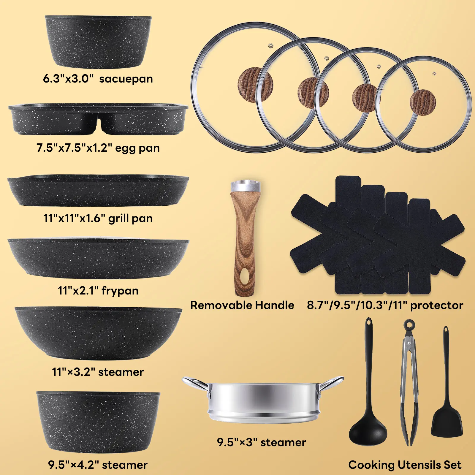  25-Piece Non-Stick Ceramic Cookware Set