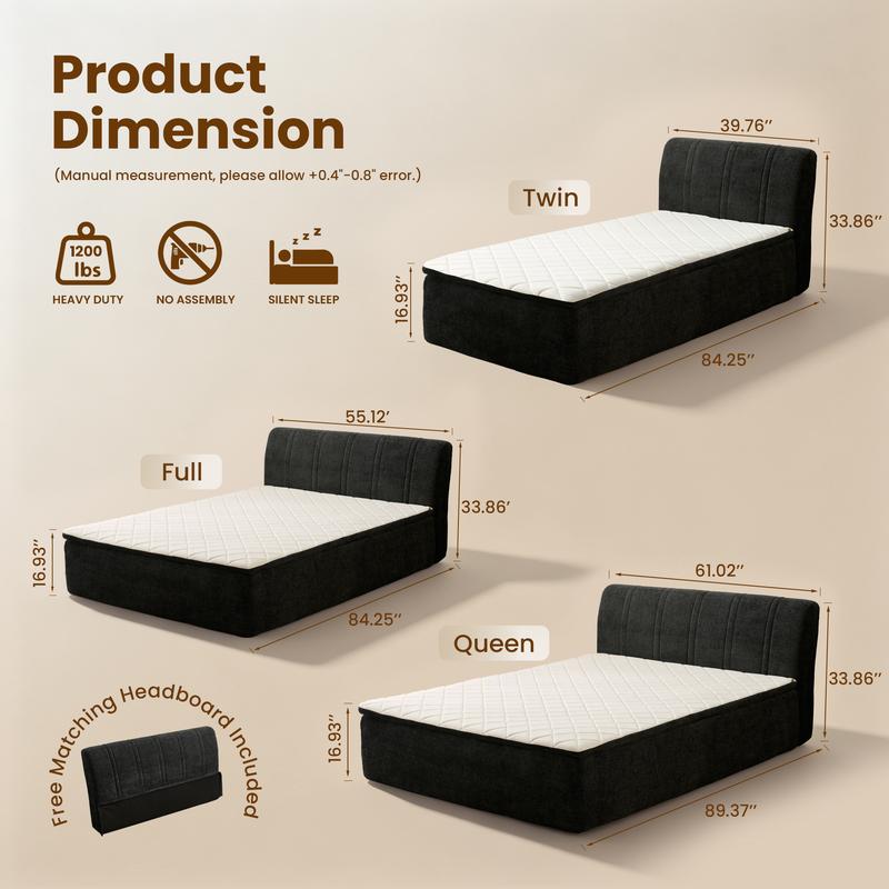 Ovios Queen Memory Foam Mattress with Headboard