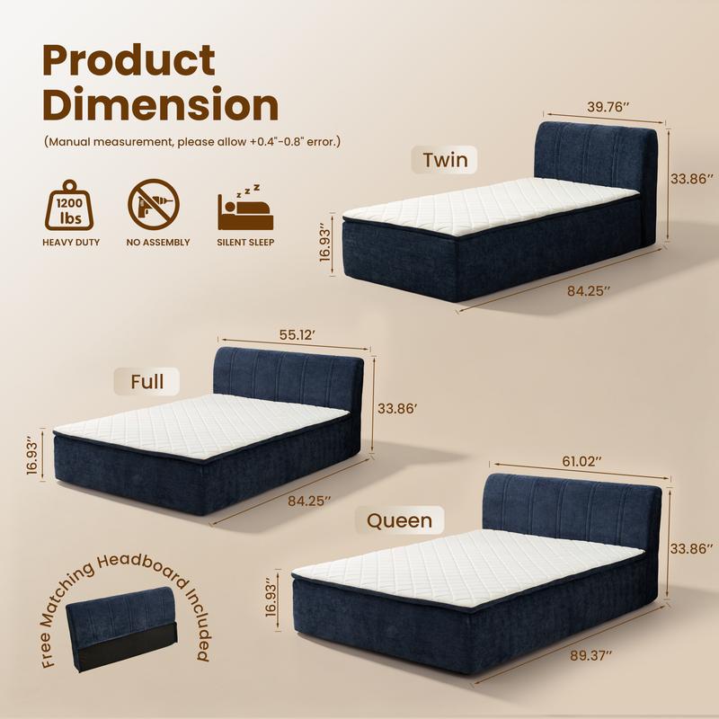 Ovios Queen Memory Foam Mattress with Headboard