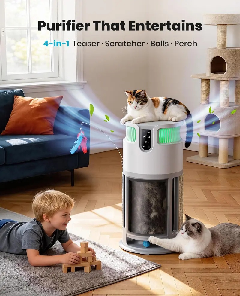 Air purifiers for home pets, 3-in-1 Washable HEPA Filter, Dual-Sided Filter with 200g Activated Carbon
