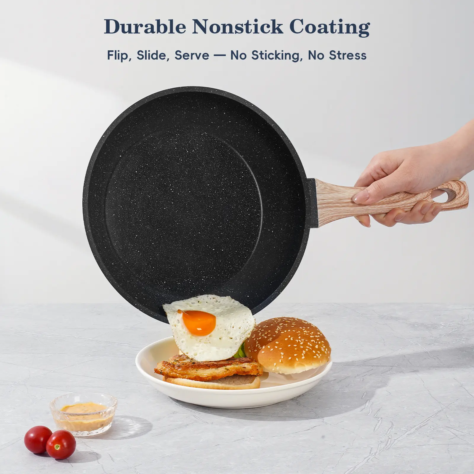  12pcs Nonstick Cookware Set - Granite Induction Kitchenware