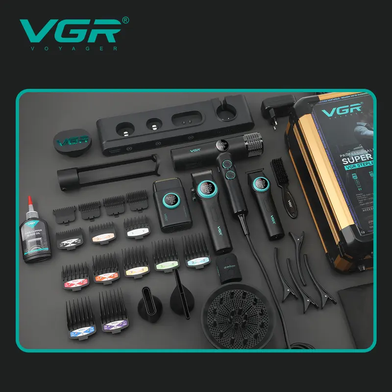Professional Men Hair Clipper & Trimmer Kit | 11000RPM, Long‑Lasting Battery, Charging Base, Travel Case, DLC & Stainless Steel Blades