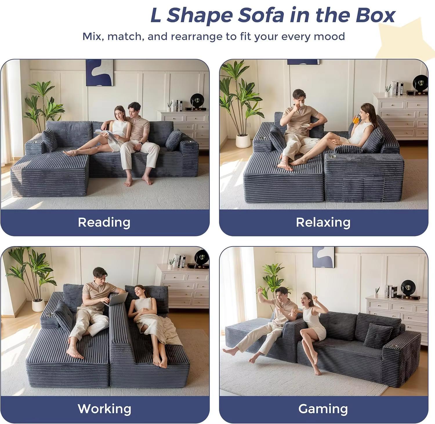 💥Last day 70% OFF🎁Minimalist L-shaped sofa—compressed packaging, portable, and frameless design.💥Limited Time💥Buy 1 Get 1 Free