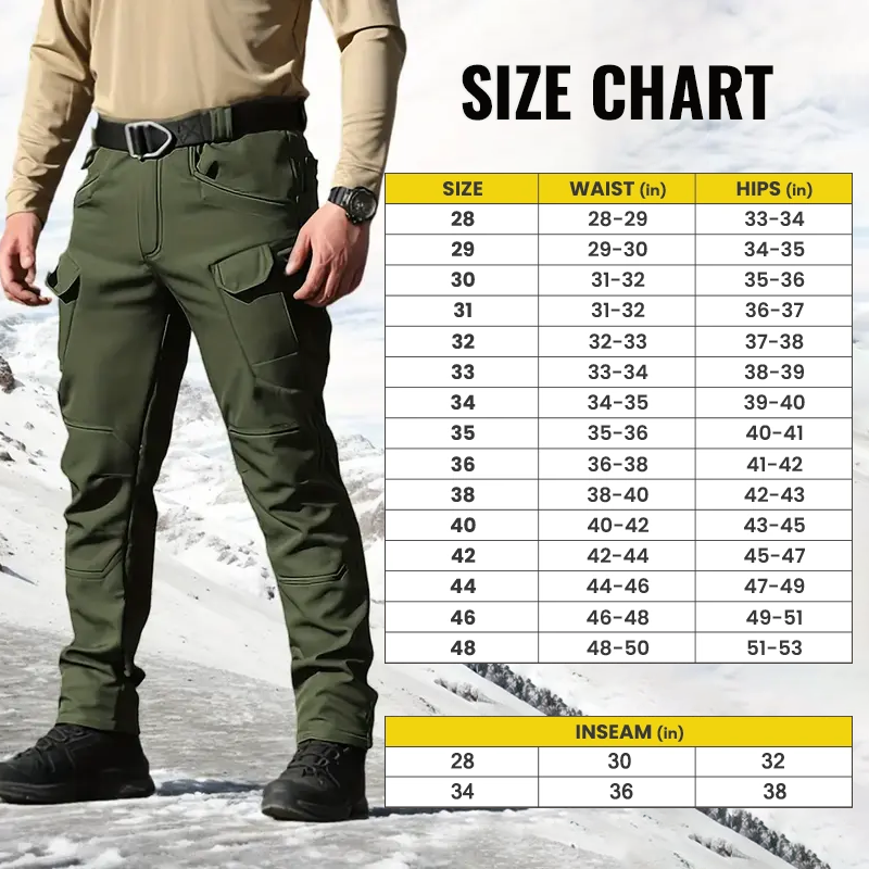 Outdoor Warm Tactical Pants for Men | Windproof Soft-Shell, Fleece Lined, Multi-Pocket Military Design