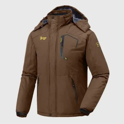 🔥Last day promotion⚡Men's Ski Snow Jacket  Waterproof Insulated Fleece Outdoor Mountain Hooded Winter Coat