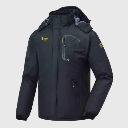 🔥Last day promotion⚡Men's Ski Snow Jacket  Waterproof Insulated Fleece Outdoor Mountain Hooded Winter Coat