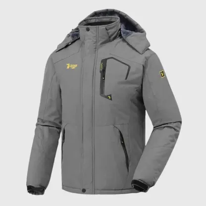 🔥Last day promotion⚡Men's Ski Snow Jacket  Waterproof Insulated Fleece Outdoor Mountain Hooded Winter Coat