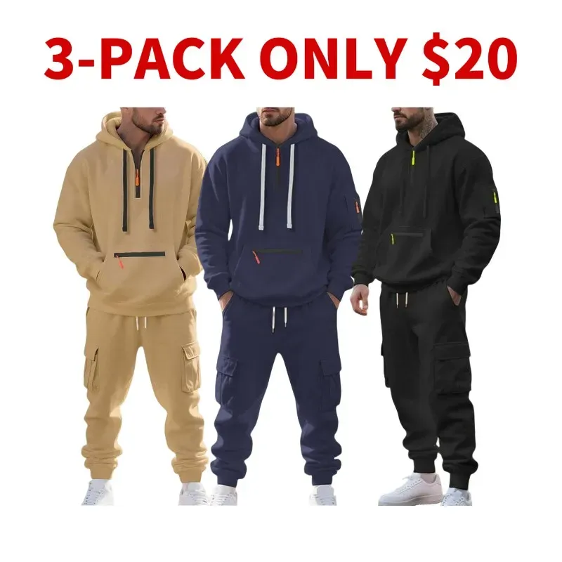 Men's Winter Heavyweight Fleece Lined Casual Set