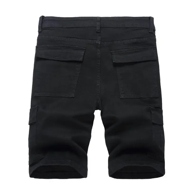 Men's Ripped Denim Shorts, Stretch, Distressed Street Style