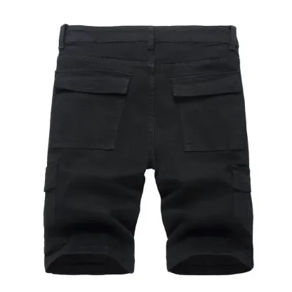 Men's Ripped Denim Shorts, Stretch, Distressed Street Style