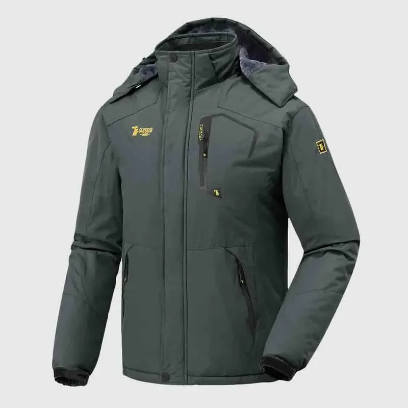 🔥Last day promotion⚡Men's Ski Snow Jacket  Waterproof Insulated Fleece Outdoor Mountain Hooded Winter Coat