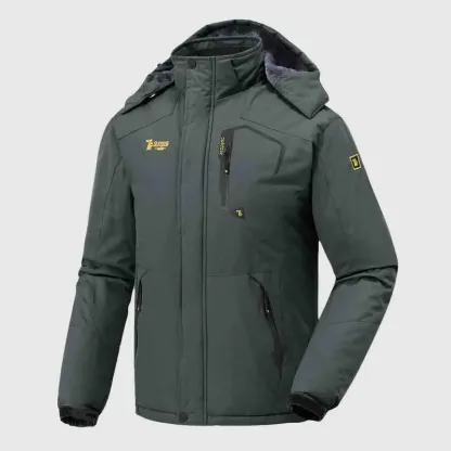 🔥Last day promotion⚡Men's Ski Snow Jacket  Waterproof Insulated Fleece Outdoor Mountain Hooded Winter Coat