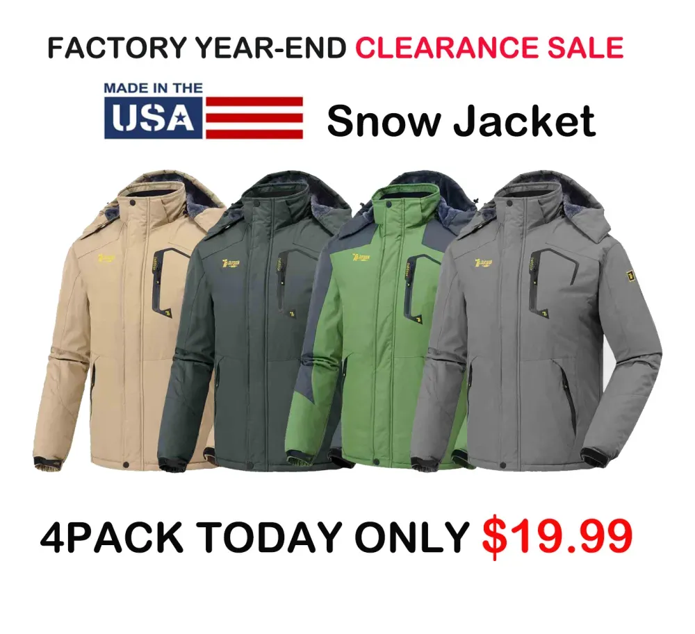 🔥Last day promotion⚡Men's Ski Snow Jacket  Waterproof Insulated Fleece Outdoor Mountain Hooded Winter Coat