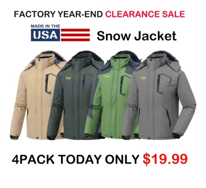 🔥Last day promotion⚡Men's Ski Snow Jacket  Waterproof Insulated Fleece Outdoor Mountain Hooded Winter Coat