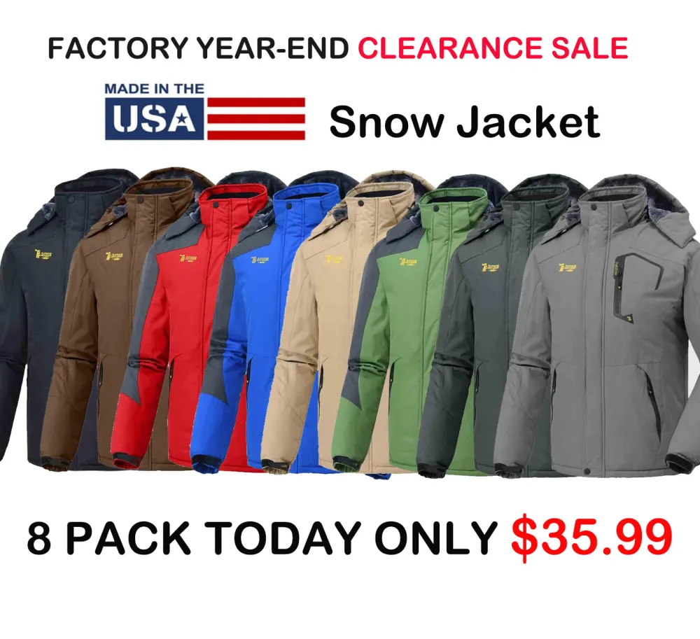 🔥Last day promotion⚡Men's Ski Snow Jacket  Waterproof Insulated Fleece Outdoor Mountain Hooded Winter Coat
