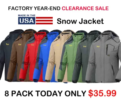 🔥Last day promotion⚡Men's Ski Snow Jacket  Waterproof Insulated Fleece Outdoor Mountain Hooded Winter Coat