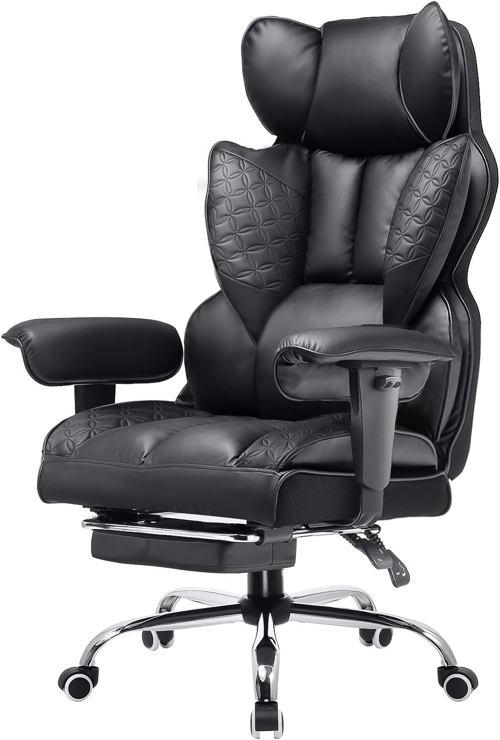Embossed Leather Big and Tall Gaming Chair with Footrest