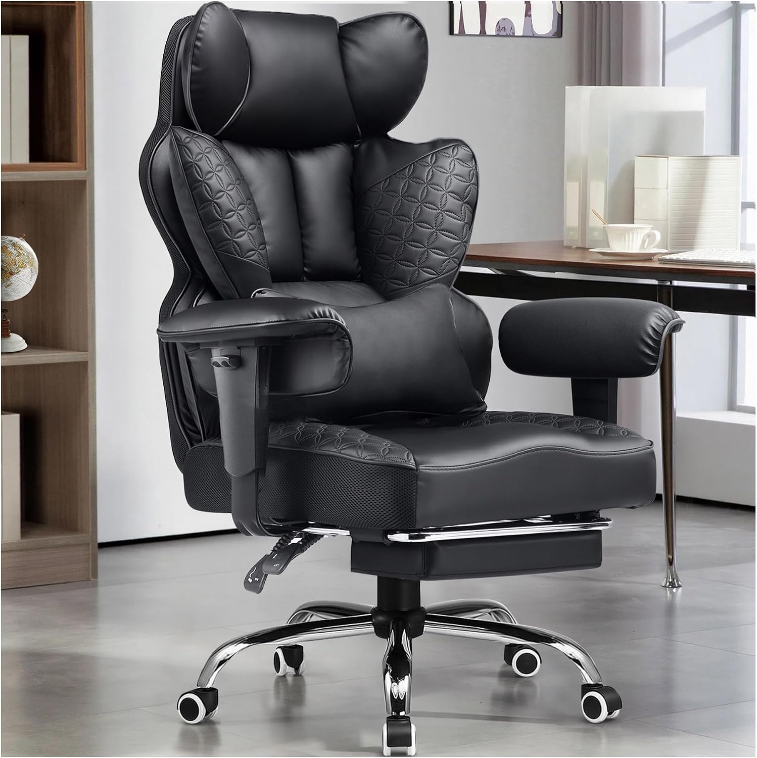 Coffee Brown 400lbs Big and Tall Gaming Chair with Footrest