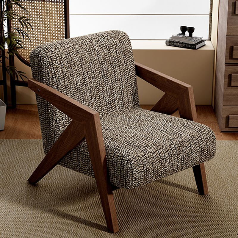Contemporary Ash Wood Tight Back Accent Chair