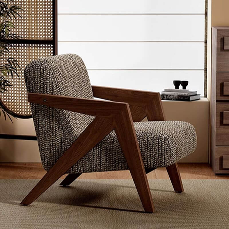 Contemporary Ash Wood Tight Back Accent Chair