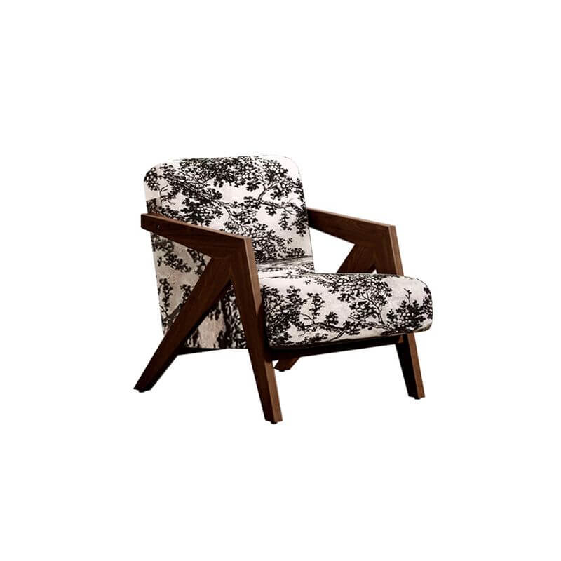 Contemporary Ash Wood Tight Back Accent Chair