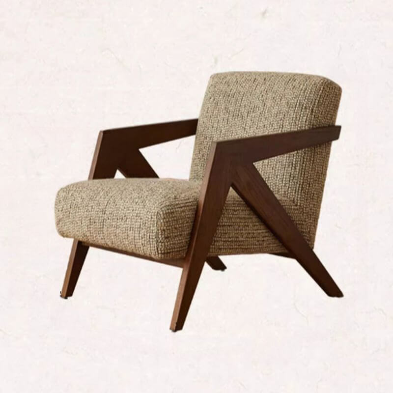 Contemporary Ash Wood Tight Back Accent Chair