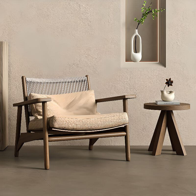 Woven Back Minimalist Arm Chair with Slipcover