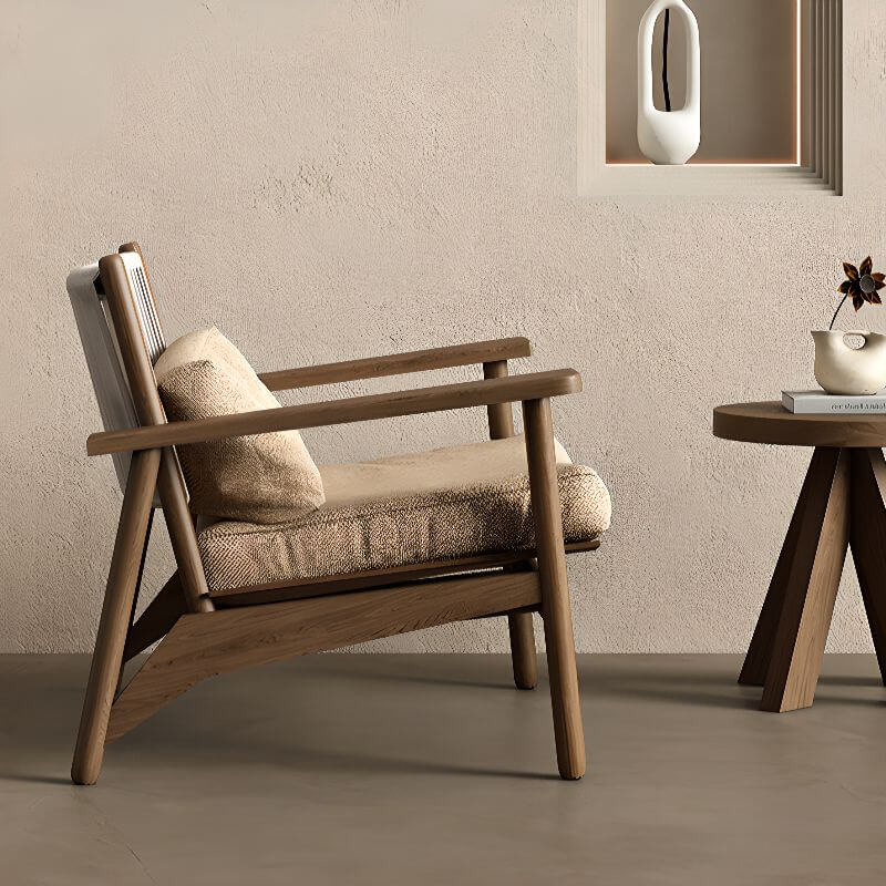 Woven Back Minimalist Arm Chair with Slipcover