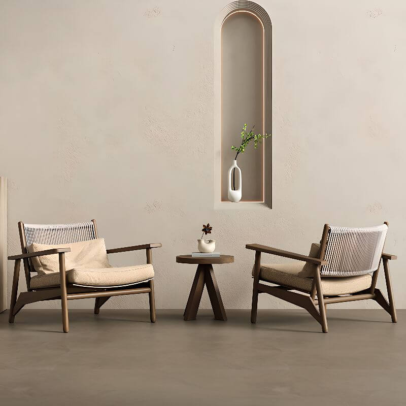 Woven Back Minimalist Arm Chair with Slipcover