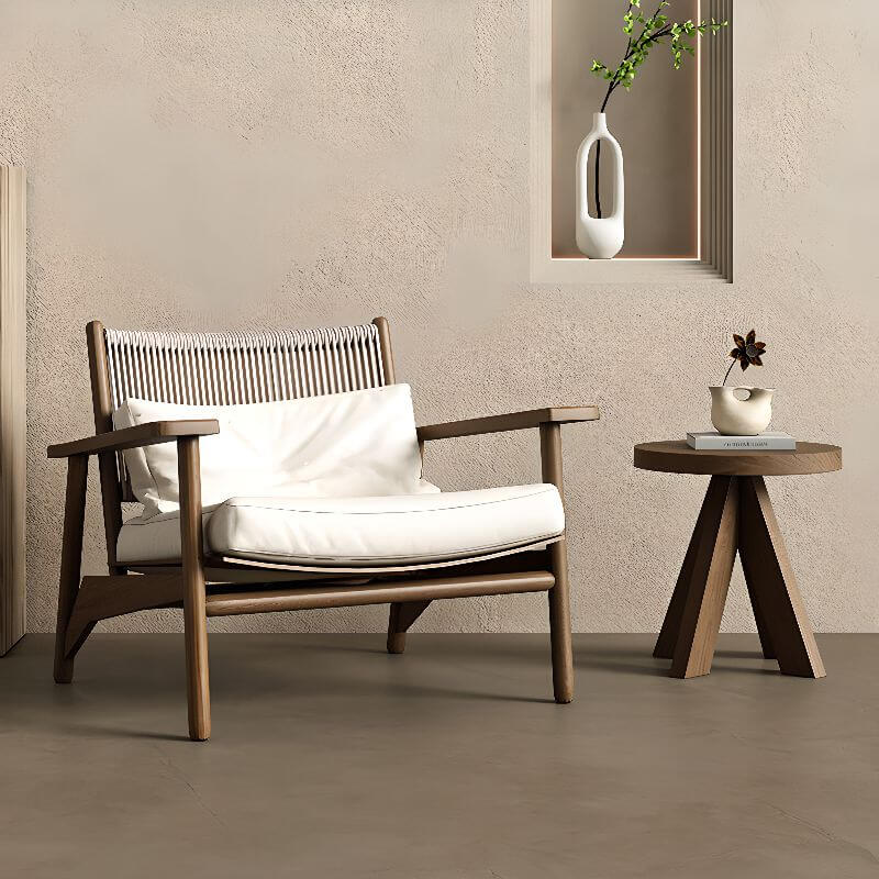 Woven Back Minimalist Arm Chair with Slipcover