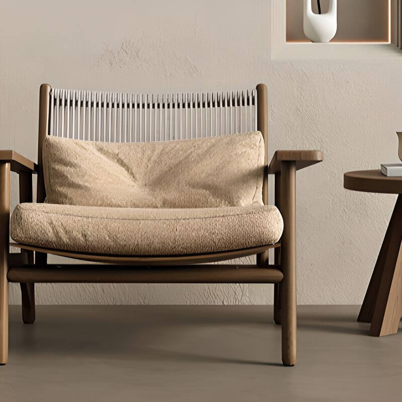 Woven Back Minimalist Arm Chair with Slipcover
